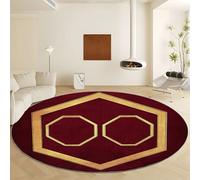 Tapis Rond d'Intérieur Rouge Imprimé Antidérapant et Lavable 210 x 210 cm - Badge Hexagonal 3D Tapis Antidérapant et résistant, Moquette Rond à Poils Courts Doux pour Salon & Chambre