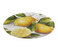 Tapis rond doux, absorbant, antidérapant, motif fruits citron, pour chambre à coucher, salon, décoration d'intérieur - 80 x 80 cm