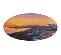 Tapis rond doux, absorbant, antidérapant, motif paysage de l'île Grèce, coucher de soleil, 60 x 60 cm, pour chambre à coucher, salon, décoration d'intérieur