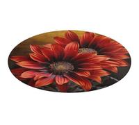 Tapis rond doux, absorbant, antidérapant, motif tournesol rouge, pour chambre à coucher, salon, décoration d'intérieur - 90 x 90 cm