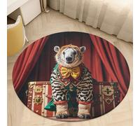 Tapis rond doux et absorbant antidérapant pour chaise, animaux du cirque pour salon, petit tapis de sol lavable pour chambre à coucher, salle de bain, entrée, salle à manger - 61 cm
