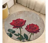 Tapis rond doux et absorbant antidérapant, tapis de chaise vintage rose rouge, 61 cm, petit tapis circulaire lavable pour chambre à coucher, salle de bain, entrée, salle à manger