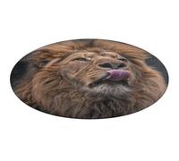 Tapis rond doux et absorbant avec languette en forme de lion - Tapis de bain antidérapant - Pour chambre à coucher, salon, décoration d'intérieur - 60 x 60 cm