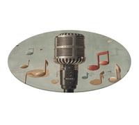 Tapis rond doux et absorbant avec microphone et note de musique antidérapant, pour chambre à coucher, salon, décoration d'intérieur, 80 x 80 cm