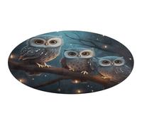 Tapis rond doux et absorbant avec motif chouette sur un arbre - Antidérapant - Pour chambre à coucher, salon, décoration d'intérieur - 60 x 60 cm