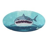 Tapis rond doux et absorbant avec motif de requin de dessin animé flottant dans l'eau, antidérapant, pour chambre à coucher, salon, décoration d'intérieur - 60 x 60 cm
