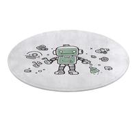 Tapis rond doux et absorbant avec motif de robot, tapis de bain antidérapant, pour chambre à coucher, salon, décoration d'intérieur - 80 x 80 cm