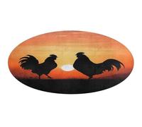Tapis rond doux et absorbant avec motif poules d'animaux - Tapis de bain antidérapant - Pour chambre à coucher, salon, décoration d'intérieur - 60 x 60 cm