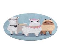 Tapis rond doux et absorbant en forme d'alpagas, antidérapant, pour chambre à coucher, salon, décoration d'intérieur - 90 x 90 cm