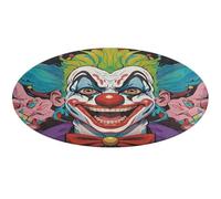 Tapis rond doux et absorbant - Motif clowns - Antidérapant - Pour chambre à coucher, salon, décoration d'intérieur - 80 x 80 cm