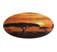 Tapis rond doux et absorbant Motif coucher de soleil africain Savane africaine Tapis de bain antidérapant pour chambre à coucher, salon, décoration d'intérieur - 60 x 60 cm