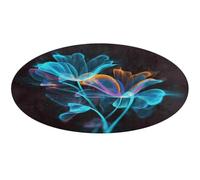 Tapis rond doux et absorbant - Motif fleurs fluo - Antidérapant - Pour chambre à coucher, salon, décoration d'intérieur - 80 x 80 cm
