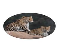 Tapis rond doux et absorbant, motif léopard africain sur rocher, antidérapant, pour chambre à coucher, salon, décoration d'intérieur, 80 x 80 cm