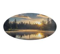 Tapis rond doux et absorbant - Motif lever de soleil sur le lac - Antidérapant - Style rustique - Pour chambre à coucher, salon, décoration d'intérieur - 90 x 90 cm