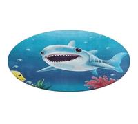 Tapis rond doux et absorbant - Motif requin souriant - Antidérapant - Pour chambre à coucher, salon, décoration d'intérieur - 60 x 60 cm