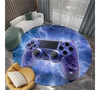 Tapis Rond Doux et Douillet Bleu Violet, Paillasson Fantasy Sport Manettdjeu Éclair Lavable et Facile d'entretien pour Salon Chambre à Coucher Chambre d'enfant (Filles et Garçons), 160 cm