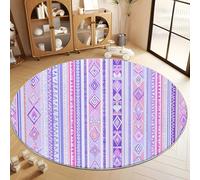 Tapis Rond Doux et Douillet Violet Clair, Tapis Bohème Traditionnel Géométrique Art Lavable et Facile d'entretien pour Salon Chambre à Coucher Chambre d'enfant (Filles et Garçons), 60 cm