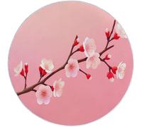 Tapis Rond Doux et Lavable en Machine 160 cm Rose Poil Ras Salon Chambre Antidérapant, Tapis de Sol Décoratif Motif Branche De Cerisier Botanique en Fleurs pour Chambre à Coucher Salon Salle à Manger