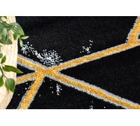 Tapis rond EMERALD exclusif 2000 glamour, élégant marbre, géométrique noir / or noir cercle diamètre 120 cm