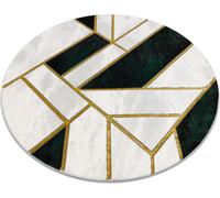 Tapis rond EMERALD exclusive 1015 glamour, marbre élégant, cercle géométrique vert bouteille / vert doré TAILLE 160 cm