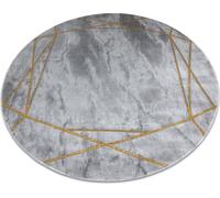 Tapis rond EMERALD exclusive 1022 glamour, marbre élégant, cercle géométrique gris / gris doré TAILLE 120 cm