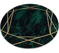 Tapis rond EMERALD exclusive 1022 glamour, marbre élégant, géométrique vert bouteille / vert doré cercle TAILLE 160 cm