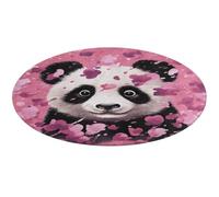 Tapis rond en coton doux et absorbant - Motif panda rose - Antidérapant - Pour chambre à coucher, salon, décoration d'intérieur - 60 x 60 cm