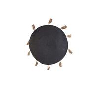 The Home Deco Factory - Tapis rond en coton pompons 90 cm Anthracite Noir