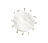 The home deco factory - Tapis rond en coton à pompons TX9033 90 cm Blanc cassé