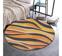 Tapis rond en flanelle confortable avec dessous antidérapant, idéal sous une chaise de bureau, un canapé ou comme élément de décoration au sol dans une chambre. Motif rayé orange, 61 cm (24 pouces).