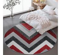 Tapis Rond en Flanelle de 160 cm (Round) - Décor Rayures géométriques Modernes pour Chambre Salon ou Aire de Jeu,Décoration d'intérieur pour Chambre à Coucher Multicolore
