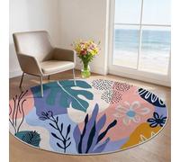 Tapis Rond en Flanelle Douce 60 cm, Tapis de Salon Floraison de pétales Abstraits Boho Violet, Lavable en Machine et Antidérapant, Idéal pour Chambre ou Bureau