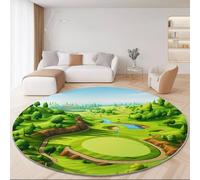 Tapis Rond en Flanelle Doux et Moelleux Dessin animé Anime Herbe, Coloré Motif imprimé, 160 cm Tapis Rond Antidérapant pour Salon Chambre Salle de Jeux Décoration Moderne
