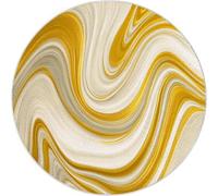 Tapis Rond en Flanelle Salon 100 cm, Tapis Or Rond Lavable en Machine - Paillasson Antidérapant 3D Minimalisme Marbre Imprimé Décoration pour Chambre