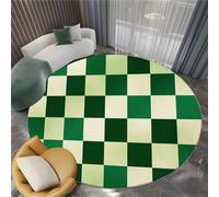 Tapis Rond en Flanelle Salon 150 cm, Tapis Vert Rond Lavable en Machine - Paillasson Antidérapant Minimalisme Plaid Géométrie Imprimé Décoration pour Chambre