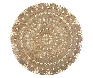 Tapis Rond en Jute éclats dorés D 115 cm - Atmosphera