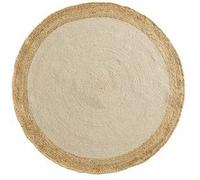 Douceur d'Intérieur, Tapis Rond (Diamètre 120 cm) Mario Naturel/Or, Jute Finition Coton et Fils Métallisé