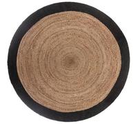 Tapis rond en jute naturel et noir - Diamètre : 120 cm