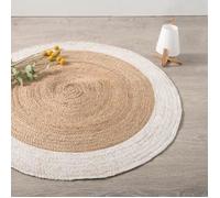 Tapis Rond en Jute ""Vegy Mood"" 120cm Blanc