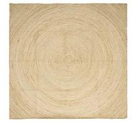 Tapis rond en jute - vidaXL - Naturel et Blanc - 200x200 cm - Lavable en machine - Usage intérieur - Artisanal - Écolo