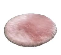 Tapis rond en laine synthétique douce, 90x90 cm, tapis épais et moelleux antidérapant pour chambre, salon, décoration de nursery (rose)