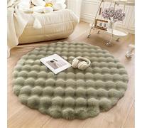 Tapis rond en peluche douce en forme de lapin moderne en fausse fourrure antidérapant lavable parfait pour chambre d'enfant salon Vert 80 cm de diamètre