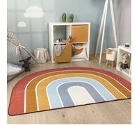 Tapis rond enfant arc-en-ciel - Paco Home - 120x160 cm - Multicolore - Lavable en machine - Polyester robuste