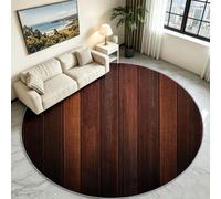 Tapis Rond Enfant Doux Antidérapant Planches Bois Lignes Symétrie 150cm | Vintage Industriel Tapis Rond Doux Antidérapant pour Salon, chambre et salle de bain, Lavable en machine