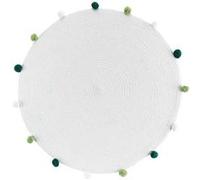 Tapis Rond Enfant "Pompomparty" 90cm Blanc & Vert Blanc G