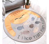 Tapis rond épais pour chambre à coucher, salon, table basse, tapis de maison pour lit d'enfant (D 120 x 120 cm)