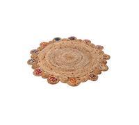 Tapis rond ethnique en jute et coton multicolore