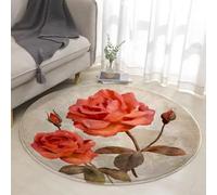 Tapis Rond Feuilles d'olive Vert Tapis Exterieur Rond pour Jardin Terrasse Intérieur Salon Chambre Antidérapant Court en Peluche Doux Lavable en Machine 100 cm