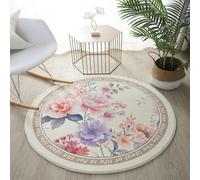 Tapis Rond Fleurs De Pivoine Microfibre Tapis Lavable en Machine,Tapis Entree Interieur Tapis Couloir,Tapis Salon Rond Doux Et Confortable Moderne Tapis Antidérapant Petit Tapisdiamètre 100Cm