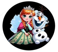 Tapis rond Frozen 120cm - Petite princesse Anna et Olaf